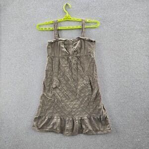 Roxy Women Dress 7 Olive Striped A-Line Sleeveless